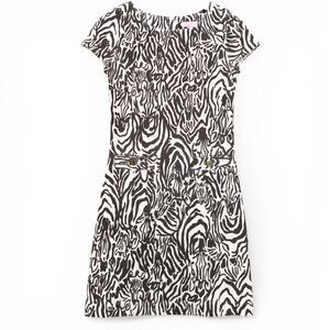 Lilly Pulitzer Dress Womens Sz XS Zebra Print Short Sleeve Animal Pattern Casual